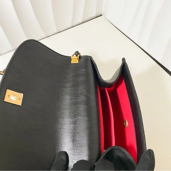 CHANEL Handle Flap Bag Black Aged Calfskin with Gold Hardware - Picture 7 of 12